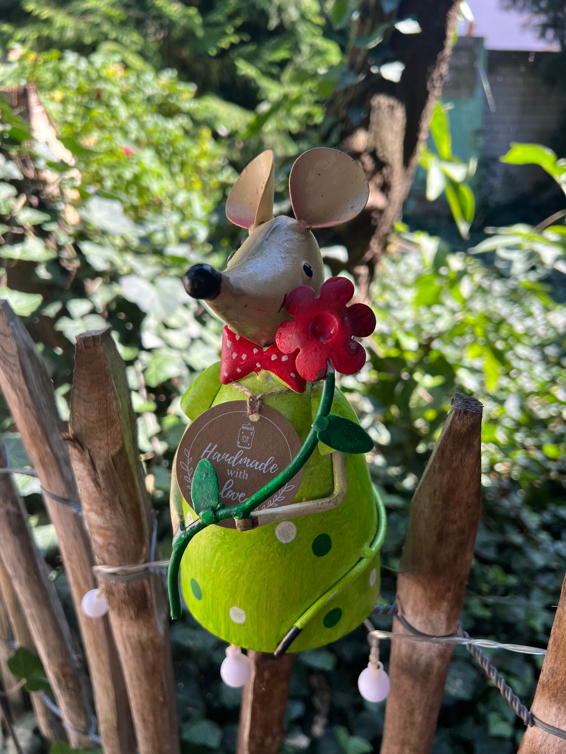 Zaunhocker Maus in Grün