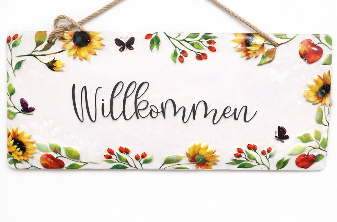 Blechschild Willkommen